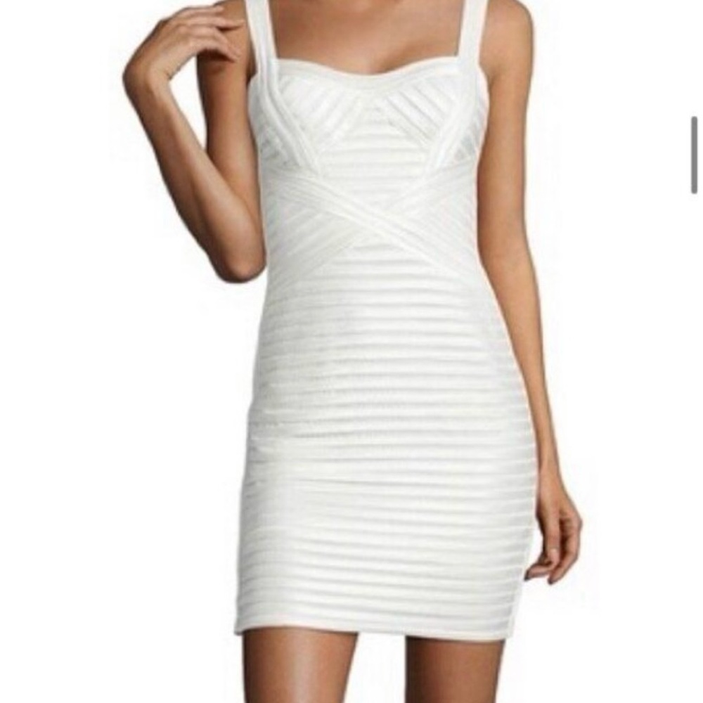 BCBGMaxAzria White Textured Mini Dress